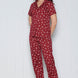 Pınarca Kadın Pijama Takımı Kısa Kollu Gömlek Yaka Yıldız Desenli