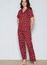 Pınarca Kadın Pijama Takımı Kısa Kollu Gömlek Yaka Yıldız Desenli