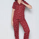 Pınarca Kadın Pijama Takımı Kısa Kollu Gömlek Yaka Yıldız Desenli