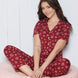 Pınarca Kadın Pijama Takımı Kısa Kollu Gömlek Yaka Yıldız Desenli