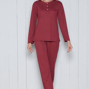 Pınarca Kadın Pijama Takımı Melisa Model Uzun Kollu 3 Düğmeli Pamuklu