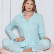 Pınarca Kadın Pijama Takımı Melisa Model Uzun Kollu Gömlek Yaka Pamuklu