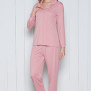 Pınarca Kadın Pijama Takımı Melisa Model Uzun Kollu Gömlek Yaka Pamuklu