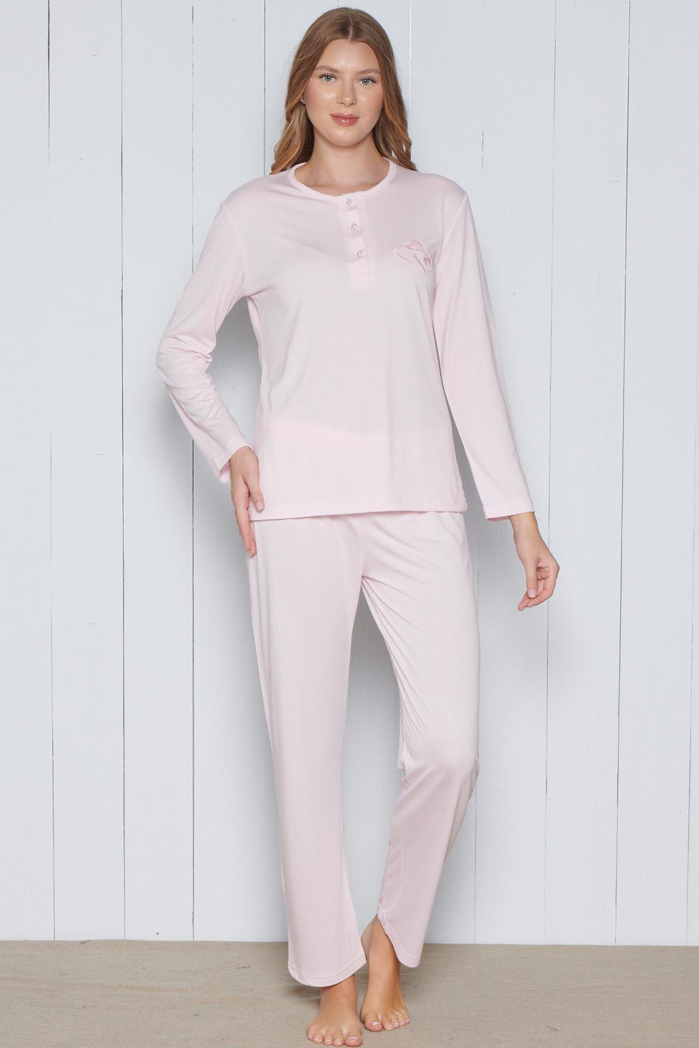 Pınarca Kadın Pijama Takımı Melisa Model Uzun Kollu Pamuklu