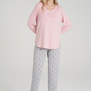Pınarca Kadın Pijama Takımi Uzun Kollu Düğmeli Büyük Beden