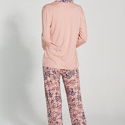 Pınarca Kadın Pijama Takımı Uzun Kollu Düğmeli Gömlek Yaka