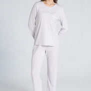 Pınarca Kadın Pijama Takımı Uzun Kollu Düğmeli Pamuklu
