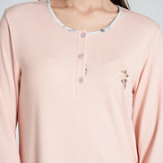 Pınarca Kadın Pijama Takımi Uzun Kollu Düğmeli Pamuklu