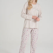 Pınarca Kadın Pijama Takımi Uzun Kollu Düğmeli Pamuklu