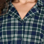 Pınarca Kadın Pijama Takımı Uzun Kollu Gömlek Yaka Ekoseli Pamuklu Eşli