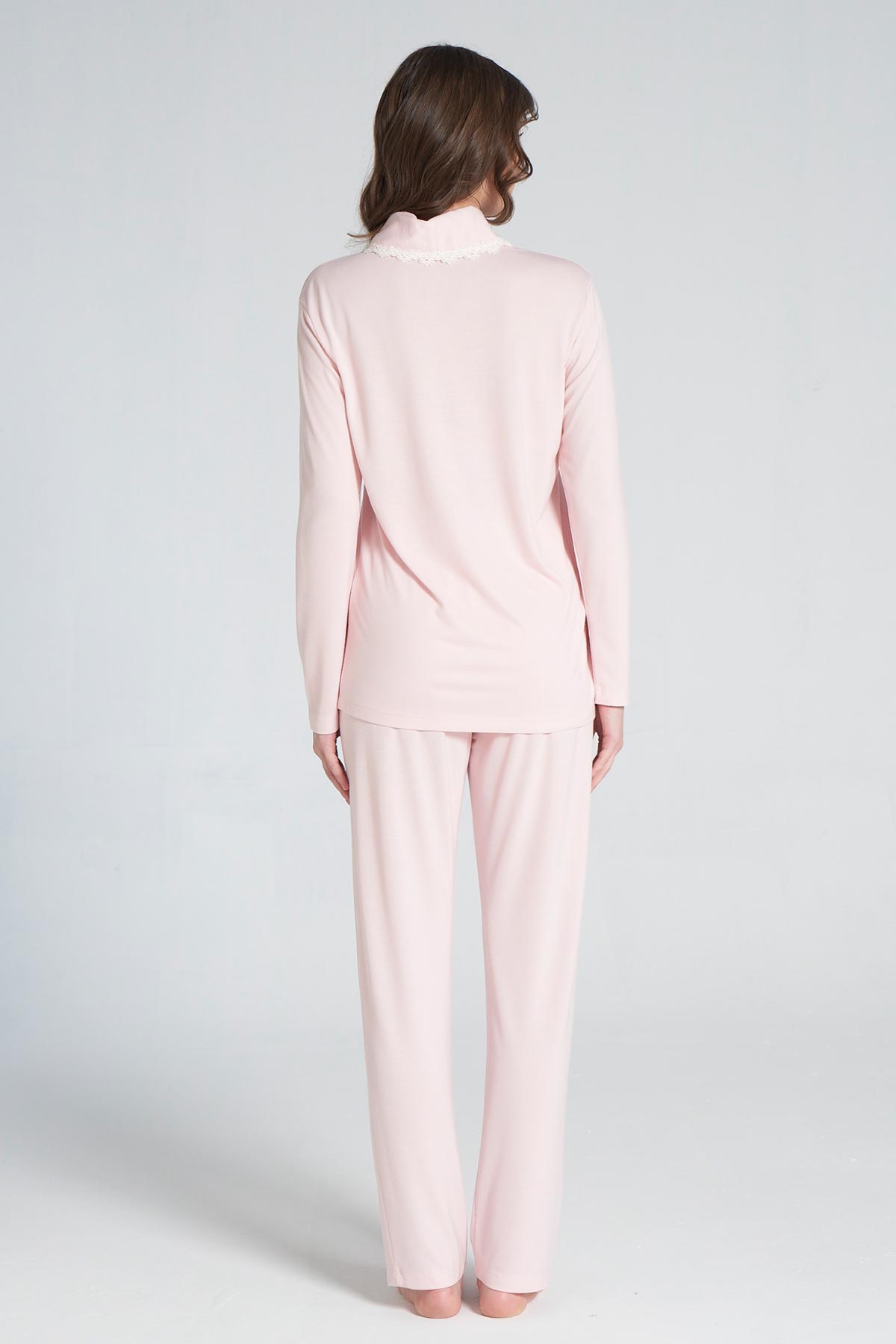 Pınarca Kadın Pijama Takımı Uzun Kollu Gömlek Yaka Pamuklu