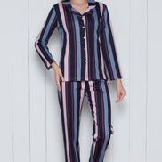 Pınarca Kadın Pijama Takımı Uzun Kollu Gömlek Yaka Pamuklu