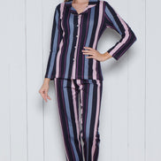 Pınarca Kadın Pijama Takımı Uzun Kollu Gömlek Yaka Pamuklu