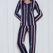 Pınarca Kadın Pijama Takımı Uzun Kollu Gömlek Yaka Pamuklu
