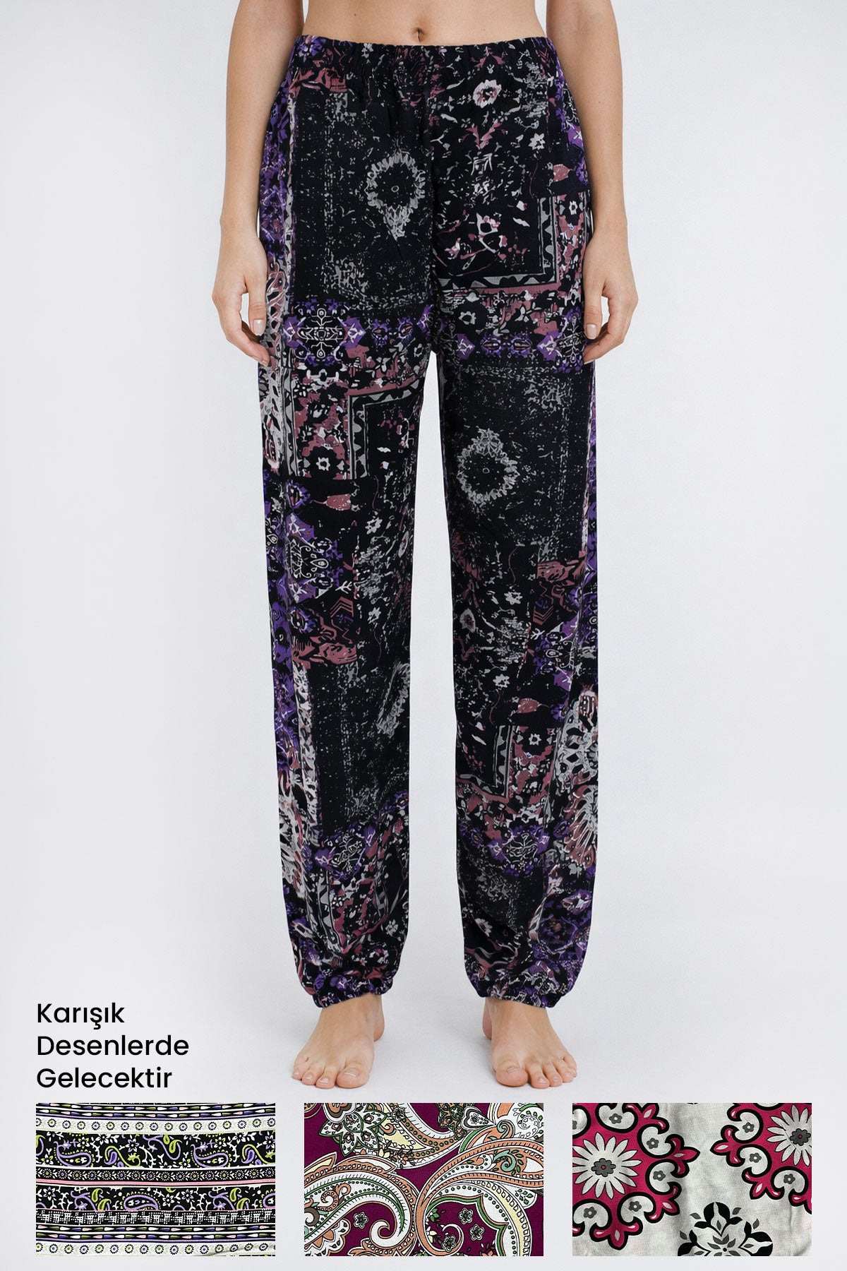 Pınarca Kadın Tek Alt Pijama Dokuma Desenli