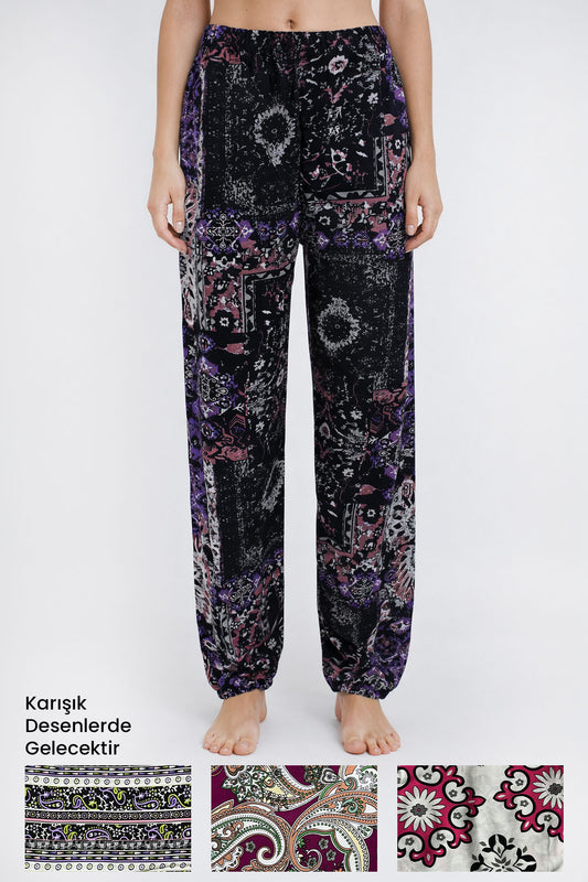 Pınarca Kadın Tek Alt Pijama Dokuma Desenli