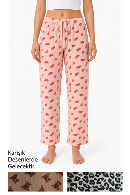 Pınarca Kadın Tek Alt Pijama Fitilli Desenli