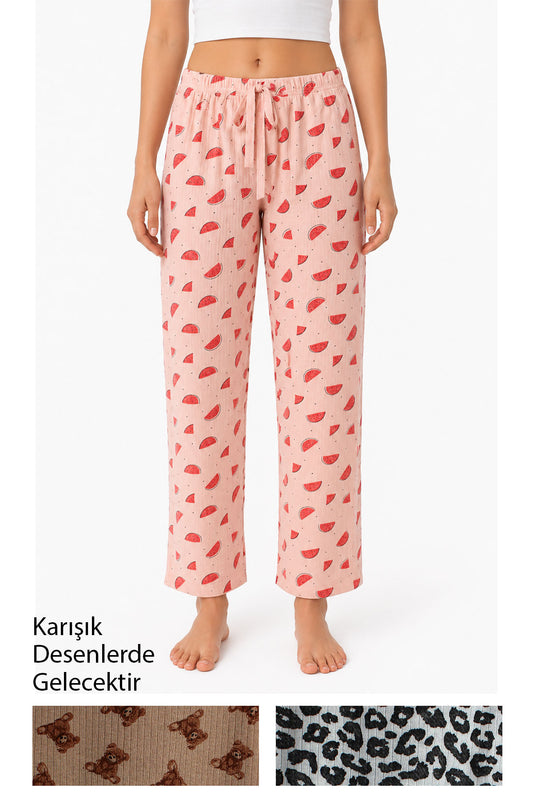 Pınarca Kadın Tek Alt Pijama Fitilli Desenli
