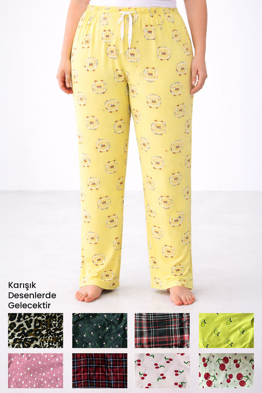 Pınarca Kadın Tek Alt Pijama Milan Büyük Beden Desenli