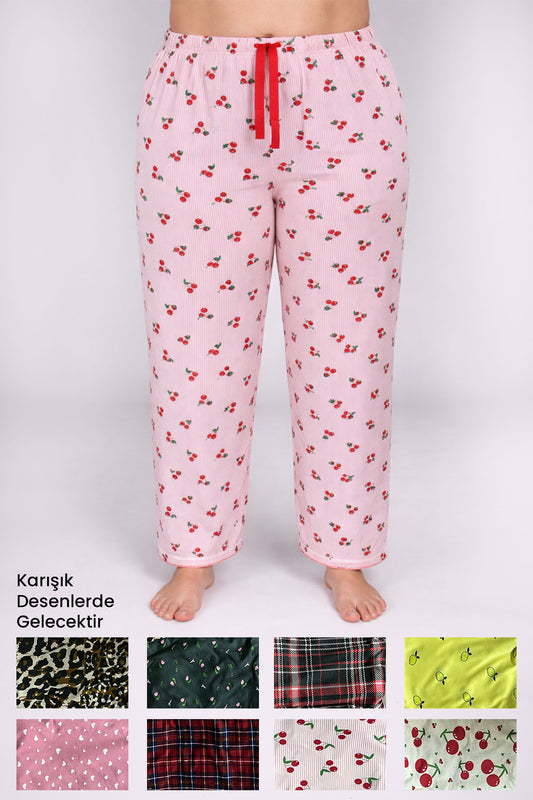 Pınarca Kadın Tek Alt Pijama Milan Büyük Beden Jumbo Desenli