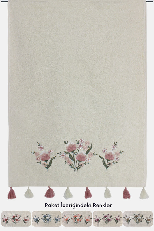 Pınarca Sırma Nakışlı Püsküllü El Yüz Havlusu 50x90