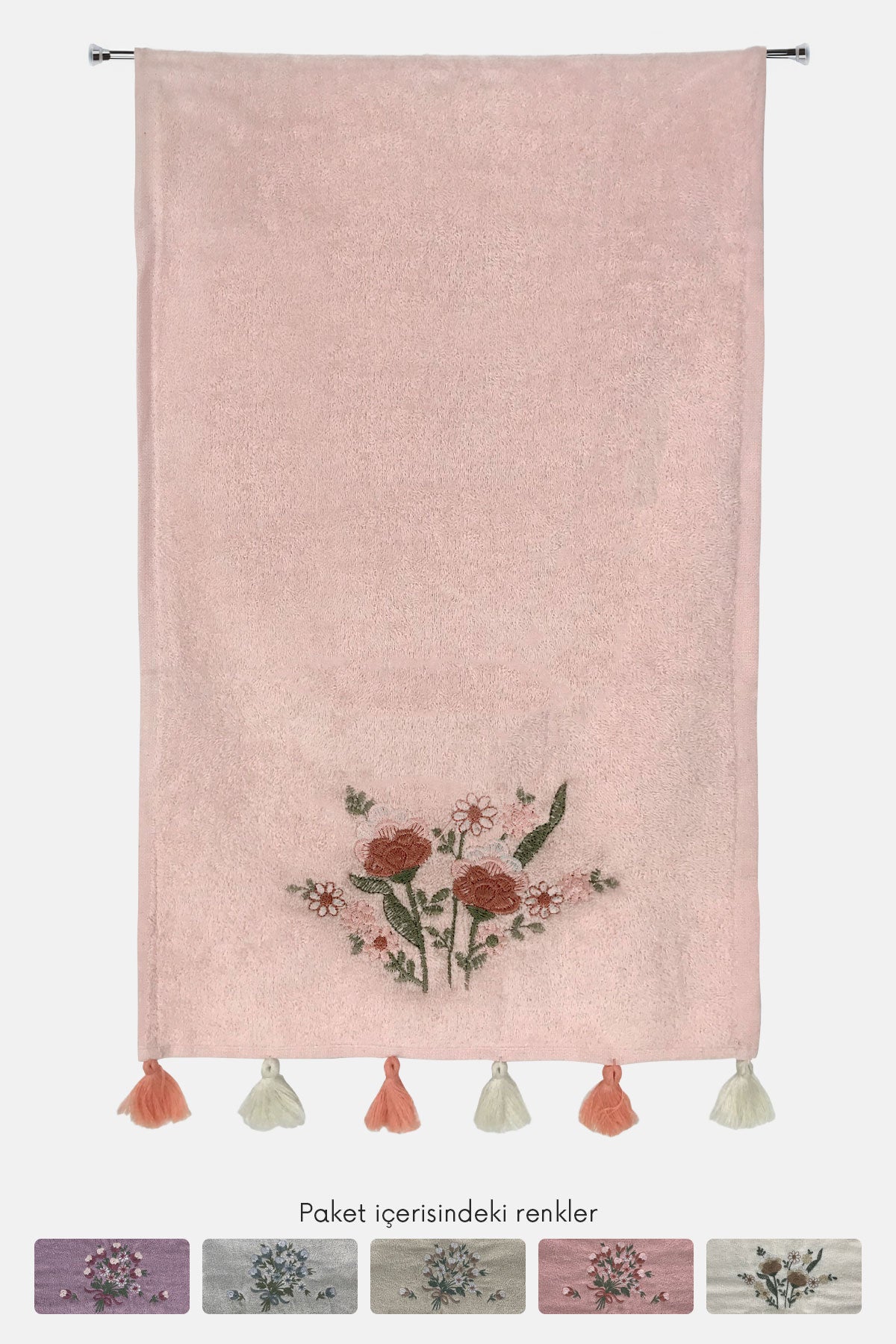 Pınarca Sırma Nakışlı Püsküllü Mutfak Havlusu 30x50