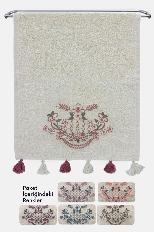 Pınarca Sırma Nakışlı Püsküllü Mutfak Havlusu 30x50
