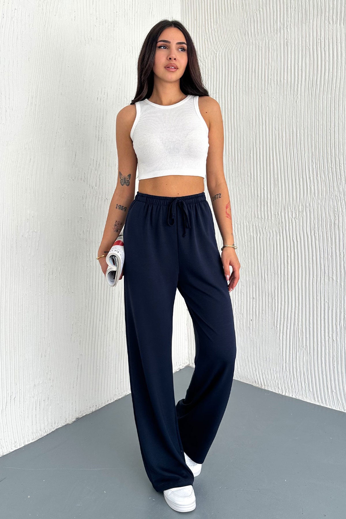 Pogi Kadın Eşofman Altı Uzun Bol Paça Modal