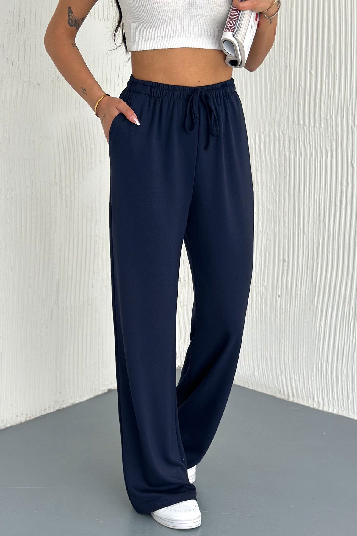 Pogi Kadın Eşofman Altı Uzun Bol Paça Modal