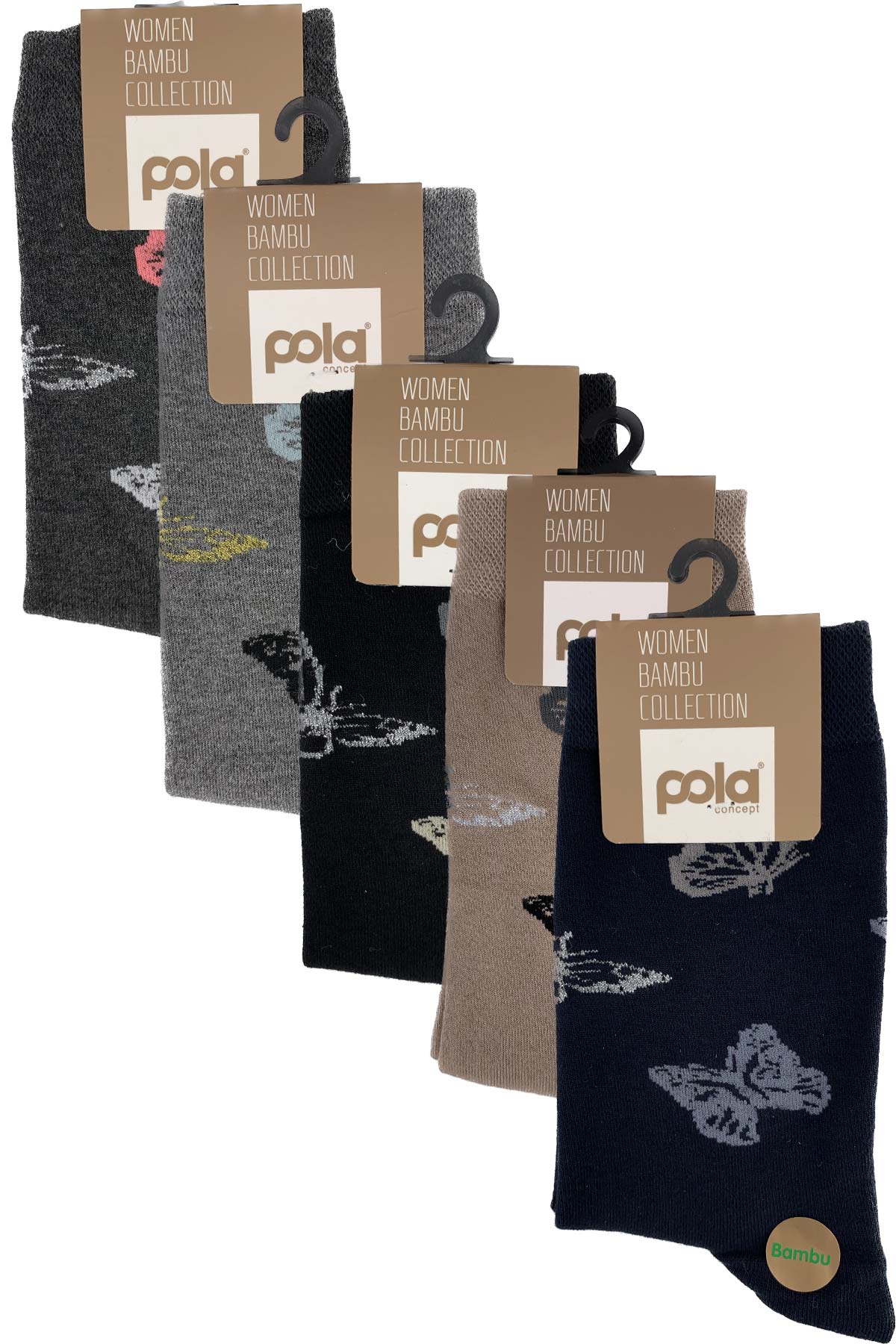 Pola Kadın Bambu Simli Desenli Soket Çorap