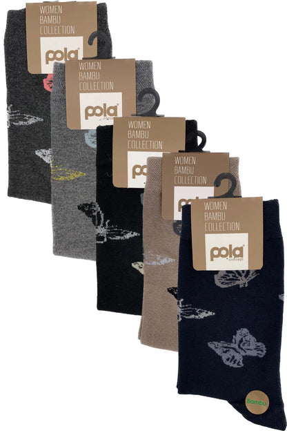 Pola Kadın Bambu Simli Desenli Soket Çorap