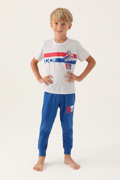 Roly Poly Erkek Çocuk Pijama Takımı Kısa Kollu Bisiklet Yaka Melanj Süprem