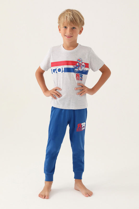 Roly Poly Erkek Çocuk Pijama Takımı Kısa Kollu Bisiklet Yaka Melanj Süprem