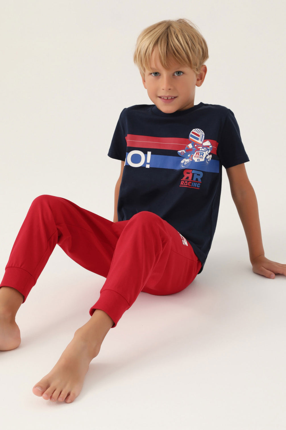 Roly Poly Erkek Çocuk Pijama Takımı Kısa Kollu Bisiklet Yaka Melanj Süprem