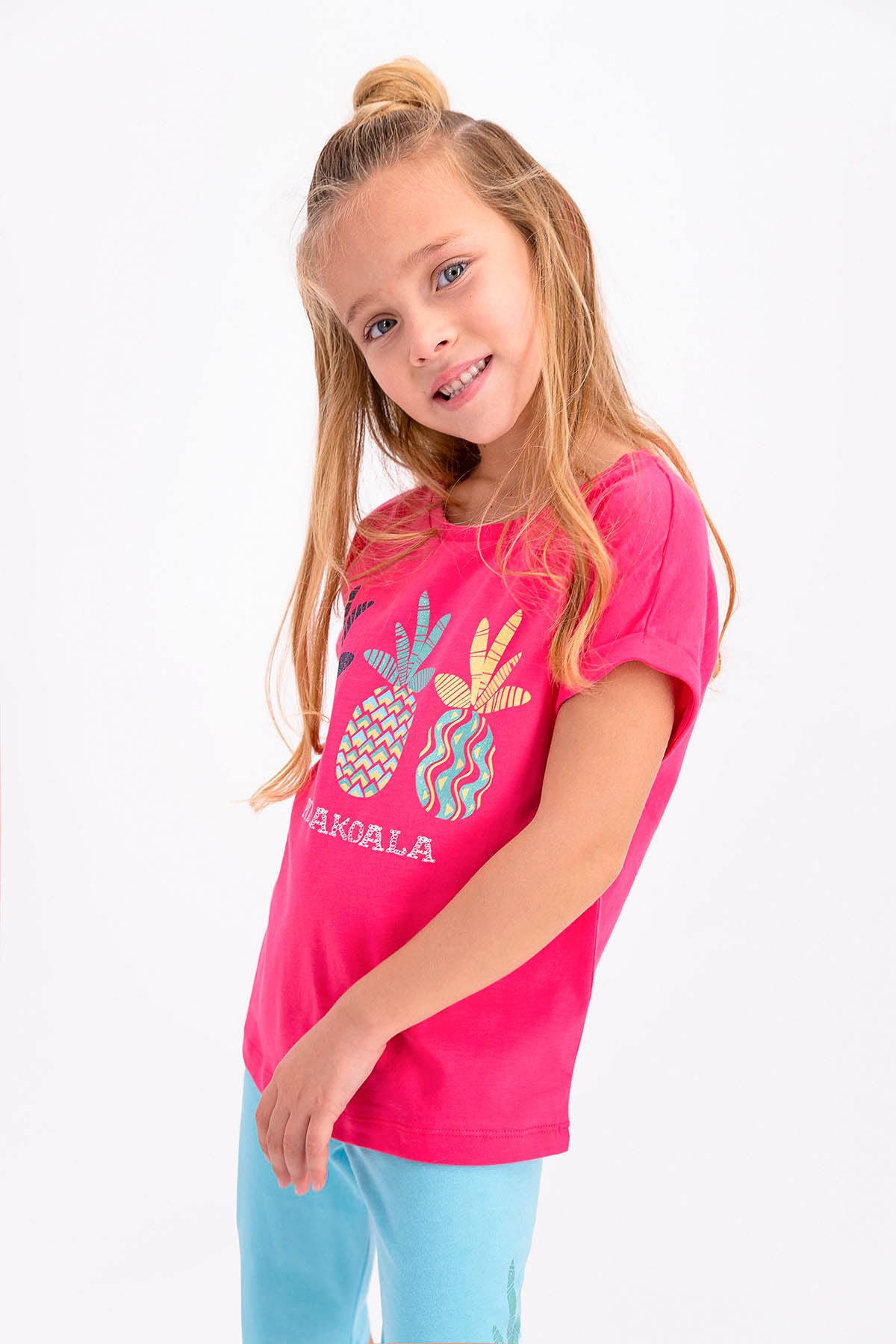 Roly Poly Kız Çocuk Bermuda Takım Kısa Kol Ananas Desenli