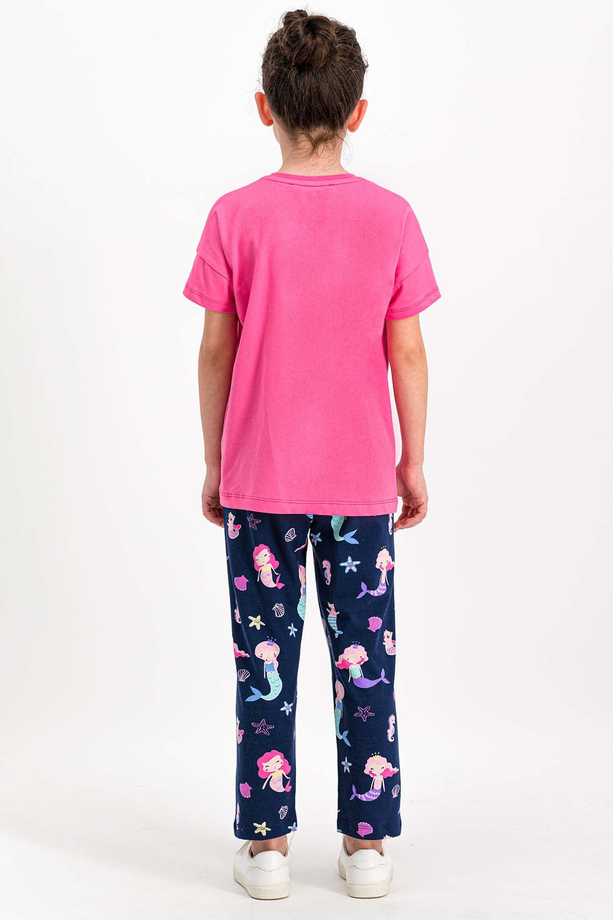 Roly Poly Kız Çocuk Pijama Takımı Kısa Kol Denizkızı Desen