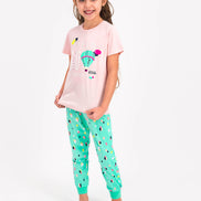 Roly Poly Kız Çocuk Pijama Takımı Kısa Kol Dream Big Desenli - V1 Süprem Kumaş