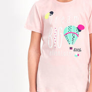 Roly Poly Kız Çocuk Pijama Takımı Kısa Kol Dream Big Desenli - V1 Süprem Kumaş
