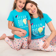 Roly Poly Kız Çocuk Pijama Takımı Kısa Kol Dream Big Desenli - V1 Süprem Kumaş
