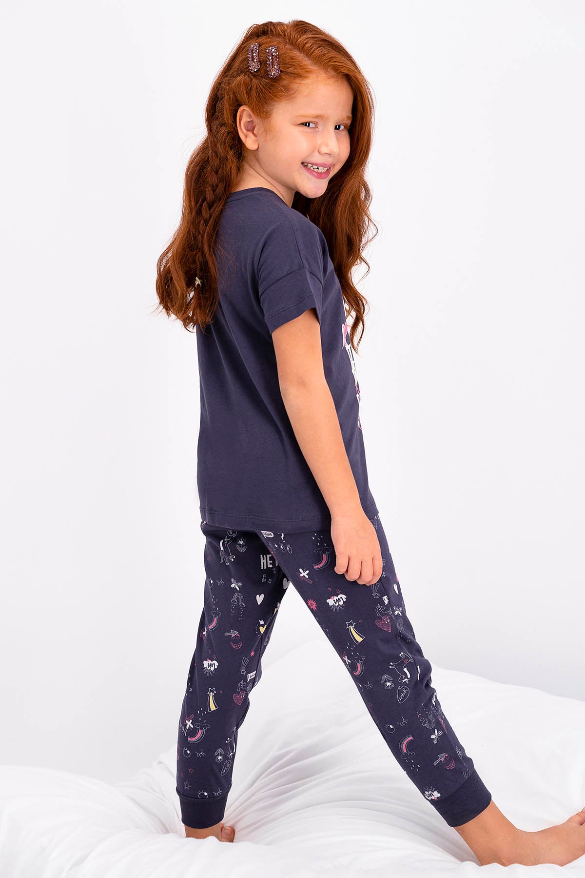 Roly Poly Kız Çocuk Pijama Takımı Kısa Kol Stay Cool Desenli - V1 Süprem Kumaş
