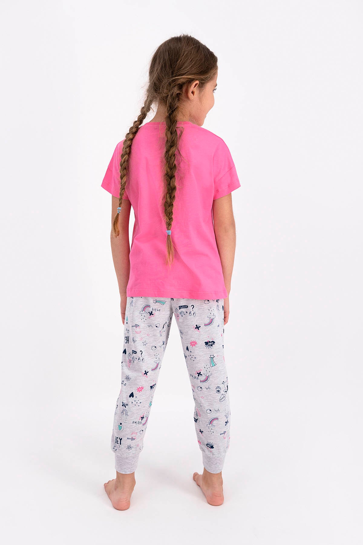 Roly Poly Kız Çocuk Pijama Takımı Kısa Kol Stay Cool Desenli - V1 Süprem Kumaş