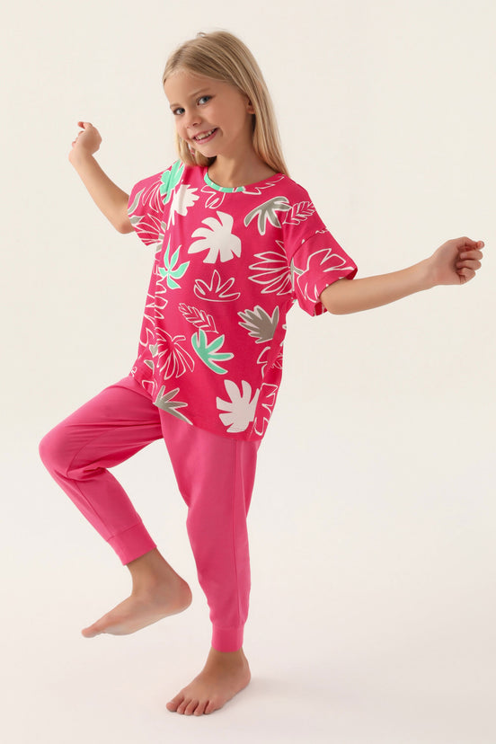 Roly Poly Kız Çocuk Pijama Takımı Kısa Kollu Bisiklet Yaka Süprem