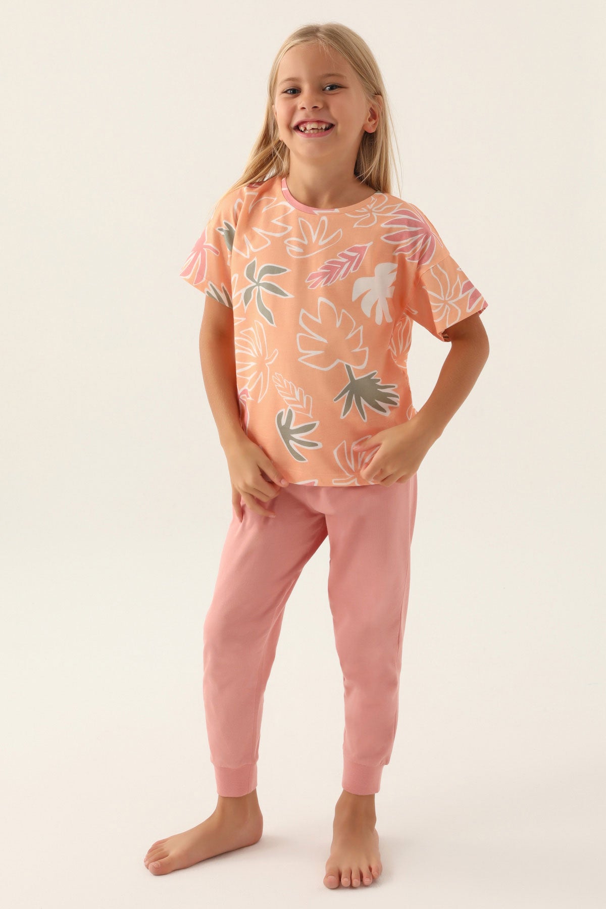 Roly Poly Kız Çocuk Pijama Takımı Kısa Kollu Bisiklet Yaka Süprem