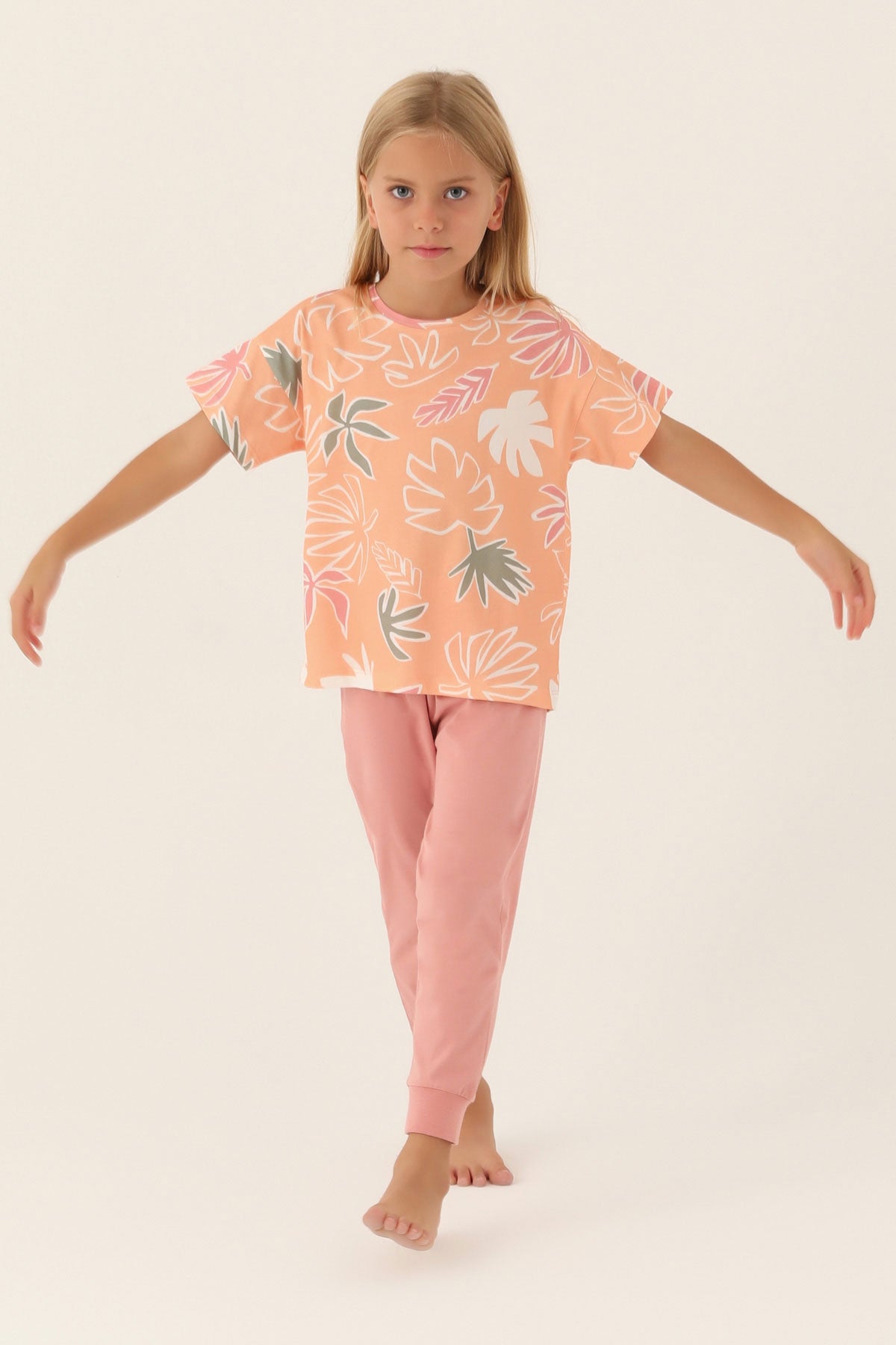 Roly Poly Kız Çocuk Pijama Takımı Kısa Kollu Bisiklet Yaka Süprem
