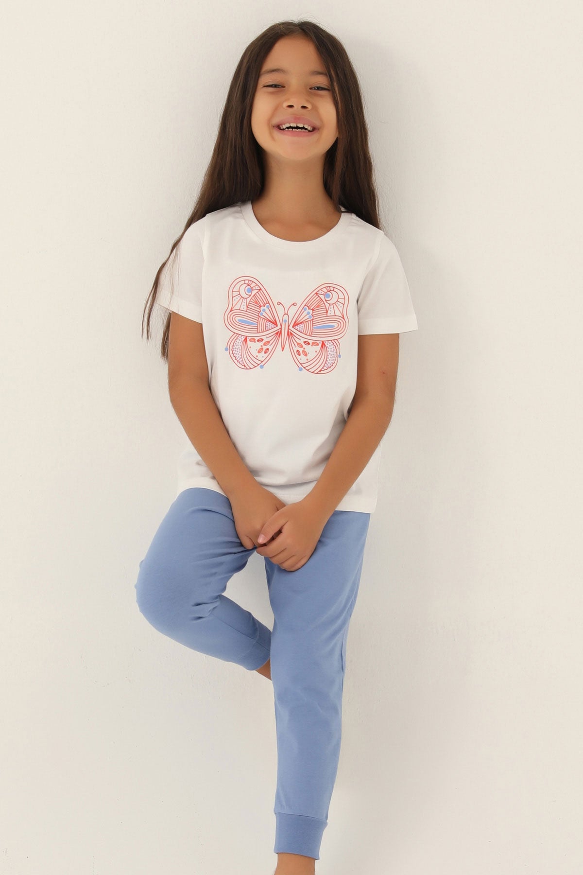 Roly Poly Kız Çocuk Pijama Takımı Kısa Kollu Bisiklet Yaka Süprem