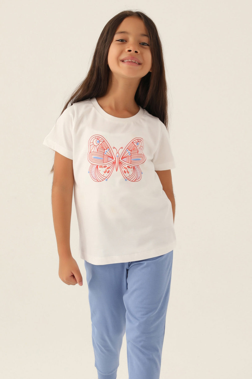 Roly Poly Kız Çocuk Pijama Takımı Kısa Kollu Bisiklet Yaka Süprem