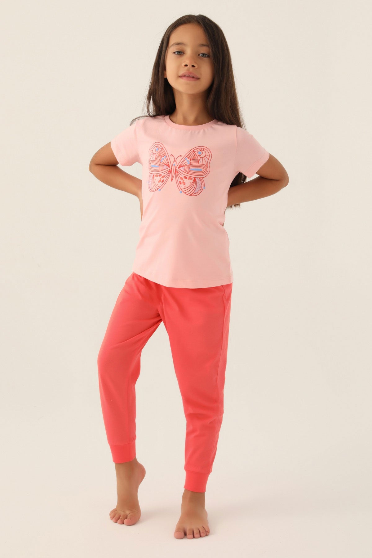 Roly Poly Kız Çocuk Pijama Takımı Kısa Kollu Bisiklet Yaka Süprem