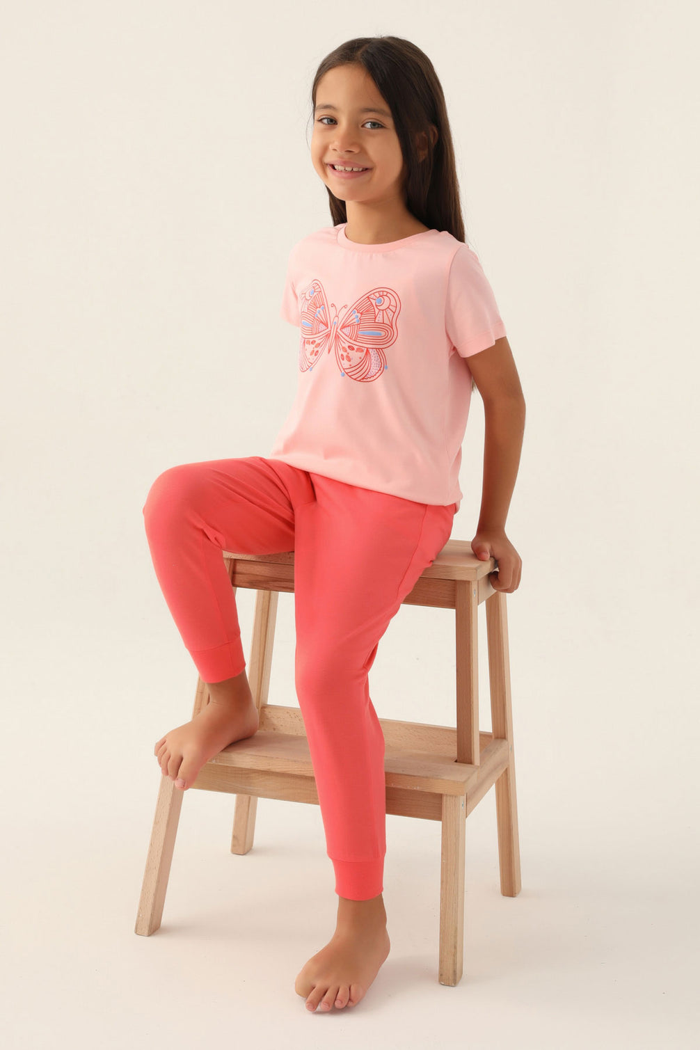 Roly Poly Kız Çocuk Pijama Takımı Kısa Kollu Bisiklet Yaka Süprem