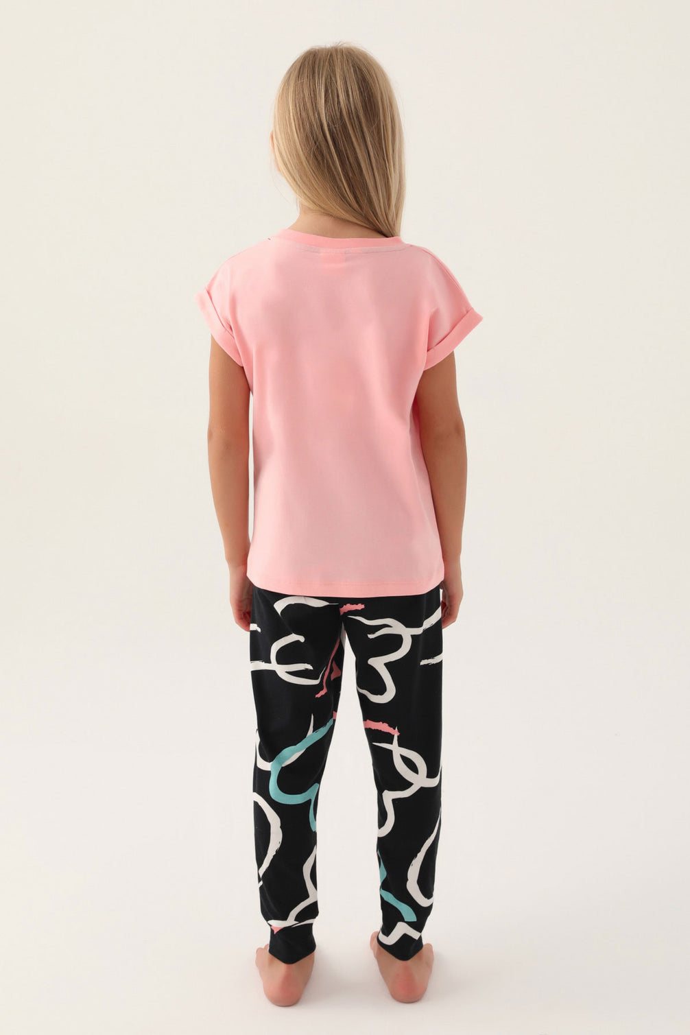 Roly Poly Kız Çocuk Pijama Takımı Kısa Kollu Bisiklet Yaka Süprem