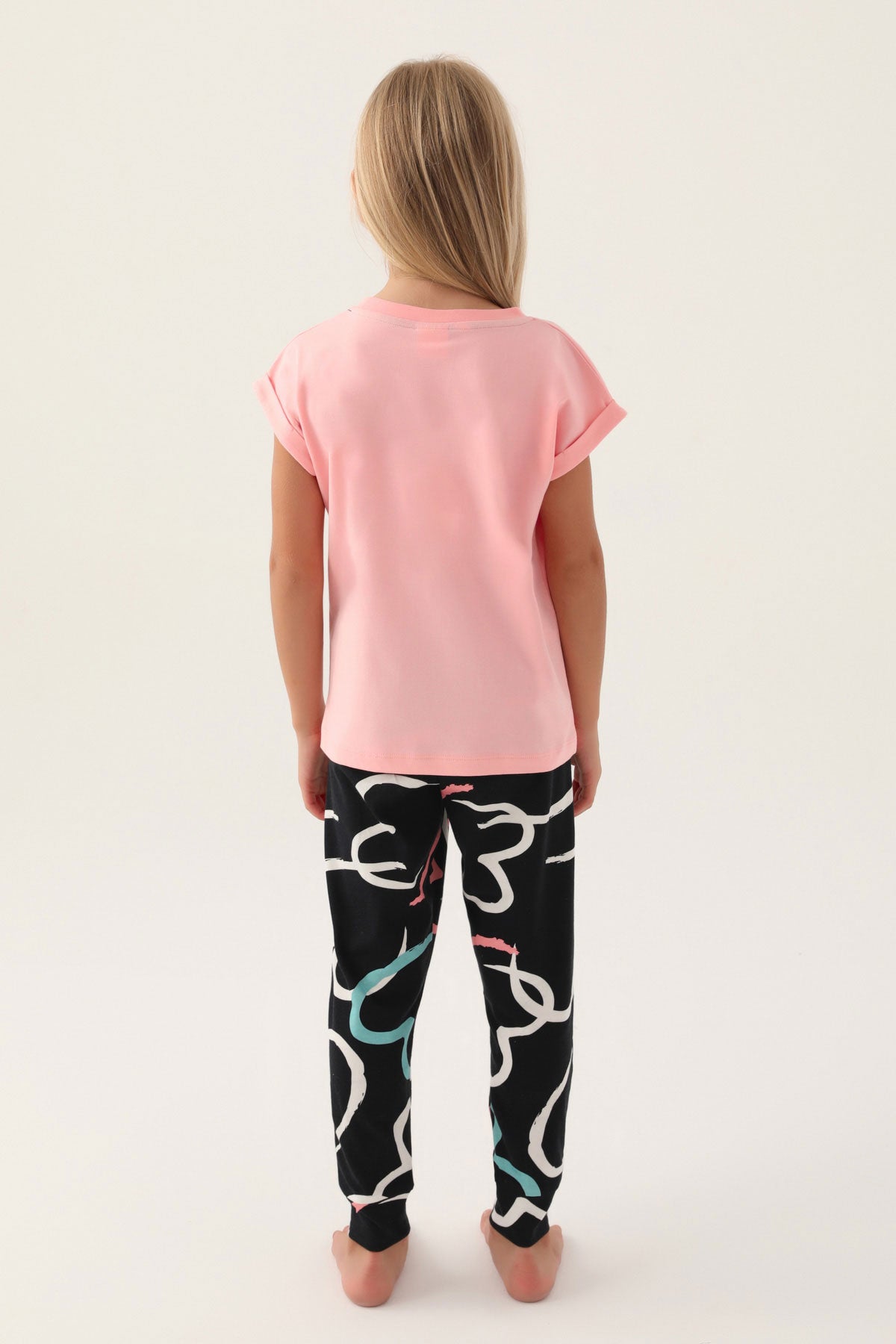 Roly Poly Kız Çocuk Pijama Takımı Kısa Kollu Bisiklet Yaka Süprem